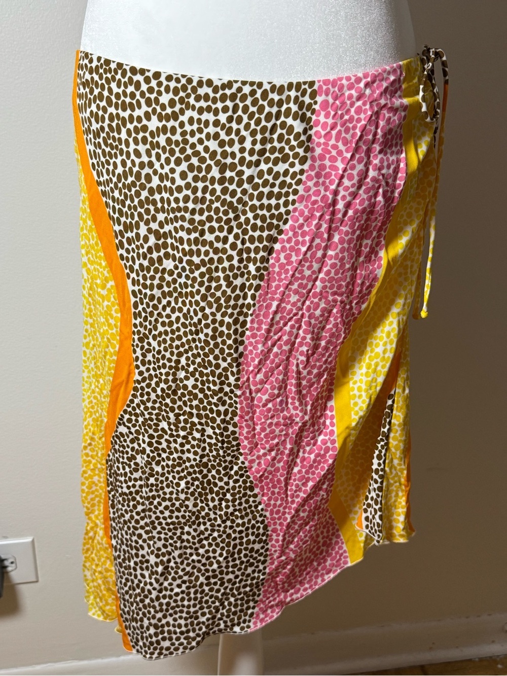 Trina Turk Vintage Y2K Asymmetrical Midi Skirt Multicolor Abstract Resort Sz 12
